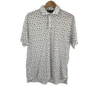 GOLF CORE Ralph Lauren Polo Golf Shirt – White Black Floral Print – Men’s L